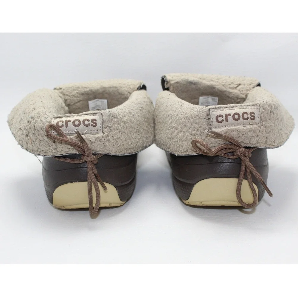 Crocs Blitzen Luxe Convertible Boots Mens Size 9 Brown Faux Fur 201843